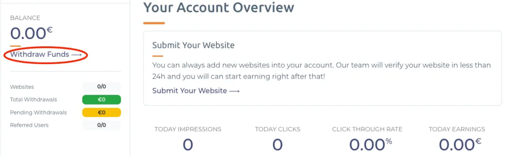 Coinzilla Account Overview