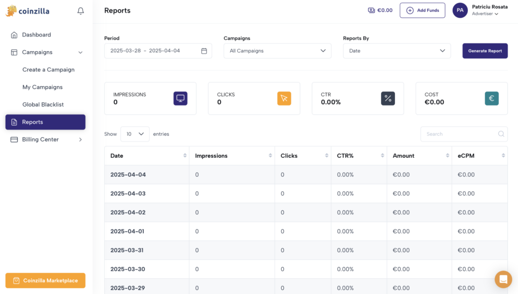 reports tab
